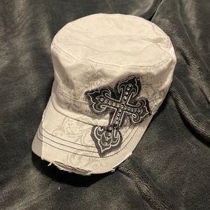 White Womens hat with cross
